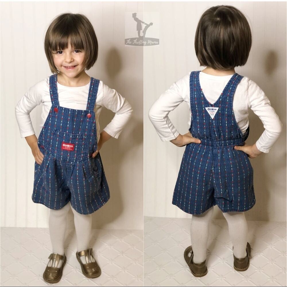 Vintage 80s/90s Oshkosh Denim Shortalls Hearts Size 6X